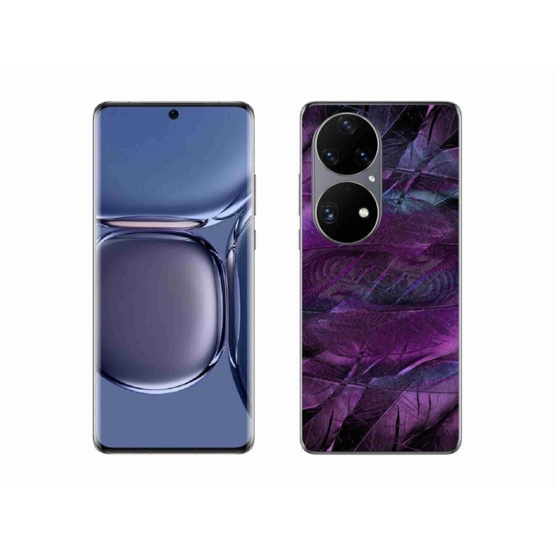 Zselés borítás mmCase a Huawei P50 Pro készülékhez - lila tollak