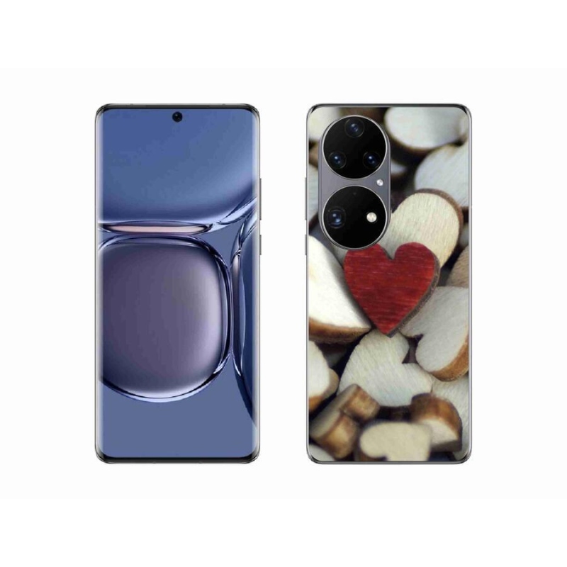 Gél borítás mmCase mobiltelefonhoz Huawei P50 Pro - gravírozott piros szív