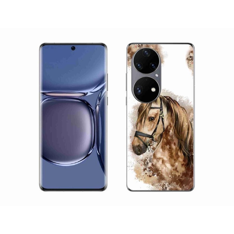 Zselés borítás mmCase a Huawei P50 Pro készülékhez - barna rajzfilm ló