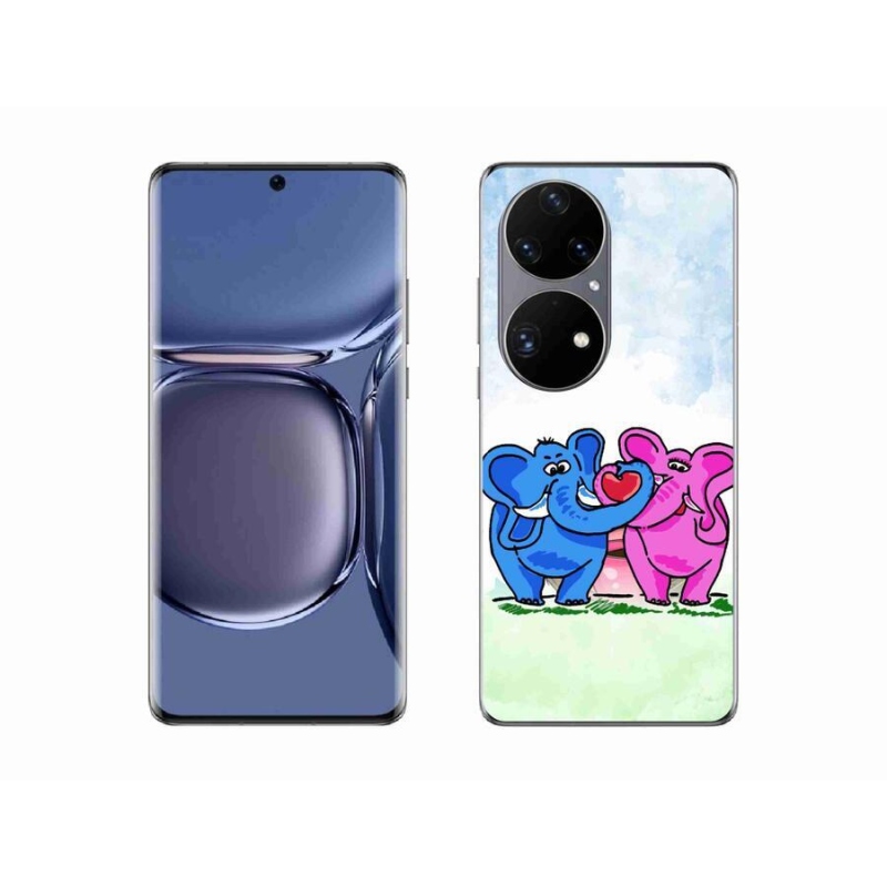 Gél borító mmCase a mobil Huawei P50 Pro - szerelmes elefántokhoz