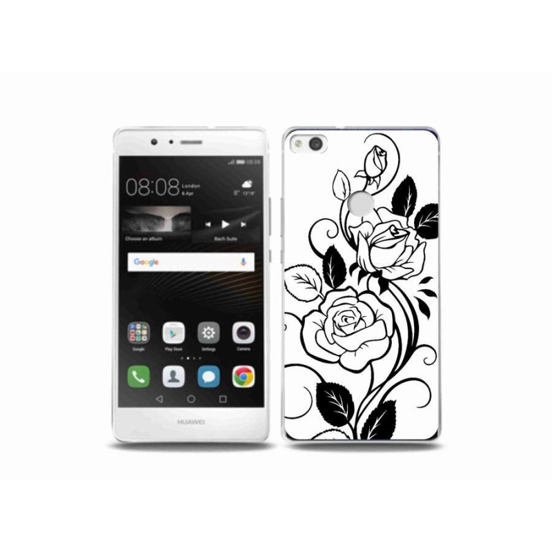 Gél borítás mmCase a Huawei P9 Lite (2017) - fekete és fehér rózsa