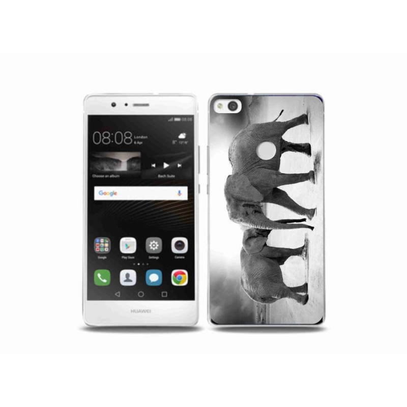 Gél borító mmCase a Huawei P9 Lite (2017) - fekete és fehér elefántokhoz