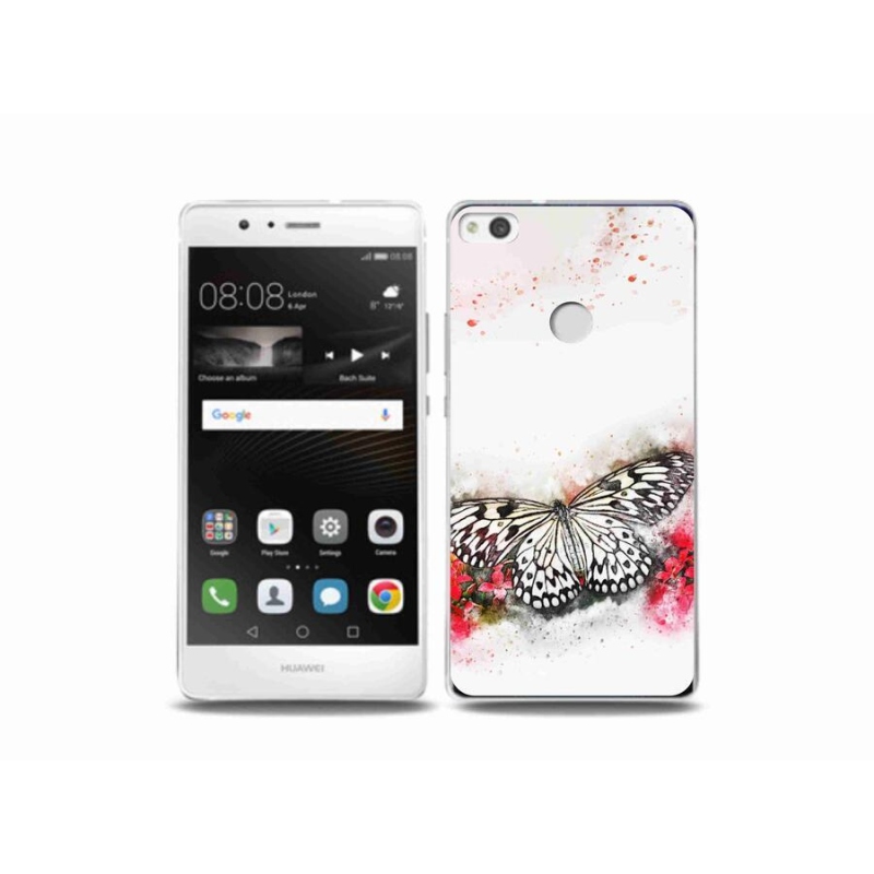 Gél borítás mmCase a Huawei P9 Lite (2017) - fekete-fehér pillangóhoz