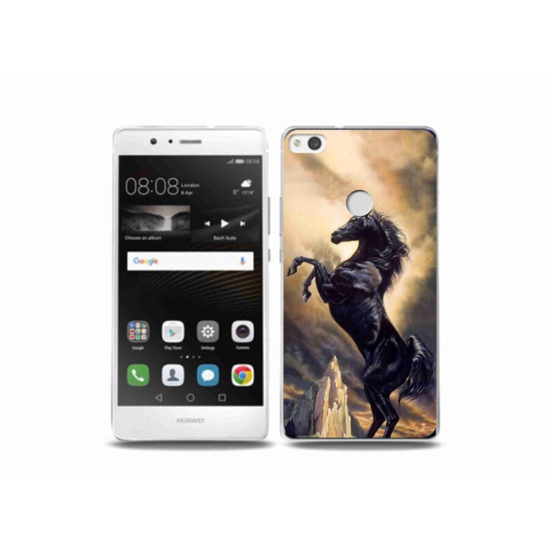 Gél borító mmCase a Huawei P9 Lite (2017) - fekete rajzfilm lóhoz