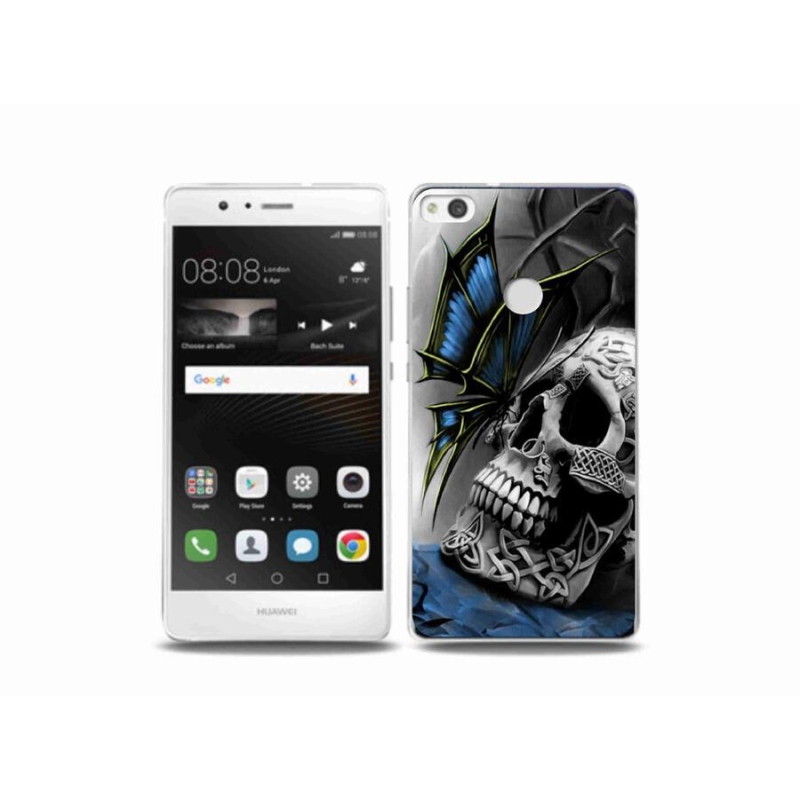 Gél borító mmCase a Huawei P9 Lite (2017) - pillangó és koponya számára