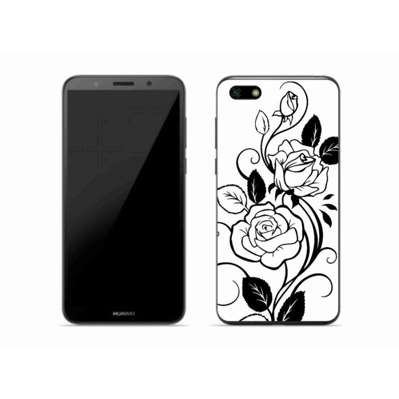 Gél borítás mmCase a Huawei Y5 (2018) - fekete és fehér rózsa