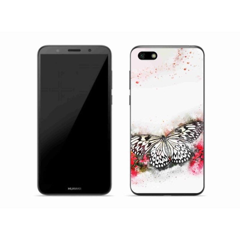 Gél borító mmCase a Huawei Y5 (2018) - fekete-fehér pillangóhoz