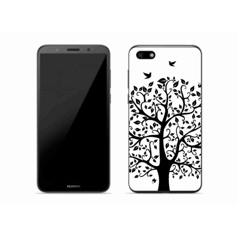 Gél borító mmCase a Huawei Y5 (2018) - fekete és fehér fa számára