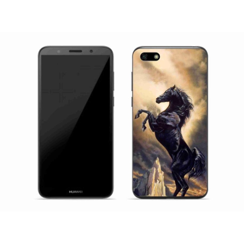 Gél borító mmCase a Huawei Y5 (2018) - fekete rajzfilm lóhoz