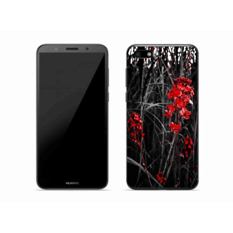 Gél borító mmCase a Huawei Y5 (2018) - piros növényhez