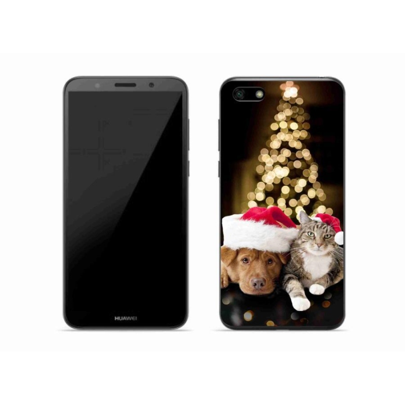Gél borítás mmCase a Huawei Y5 (2018) - Karácsonyi kutya és macska