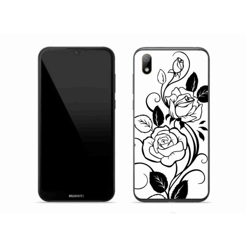 Gél borítás mmCase a Huawei Y5 (2019) - fekete és fehér rózsa