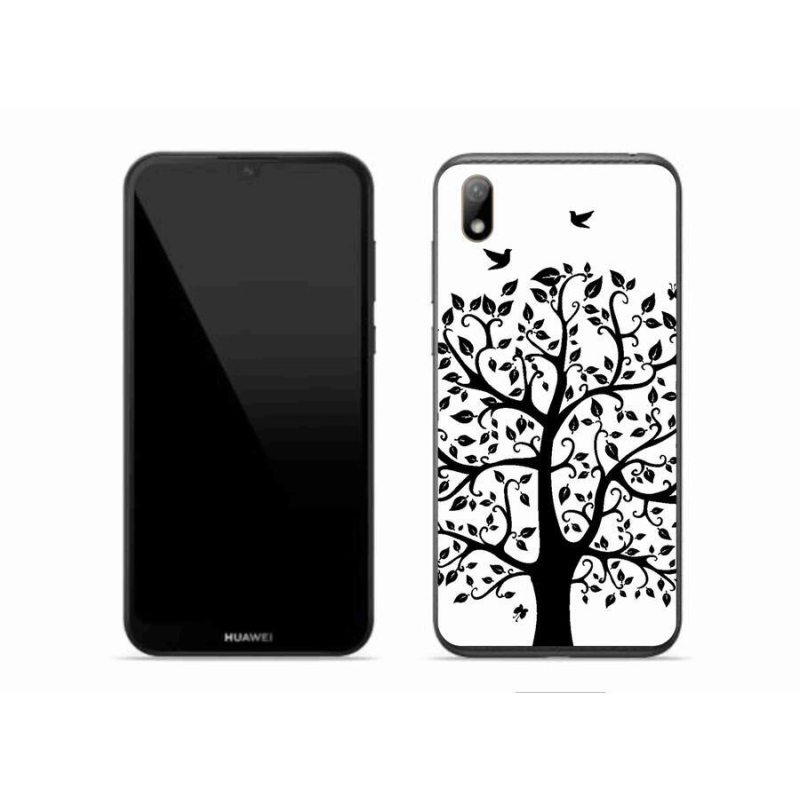 Gél borítás mmCase a Huawei Y5 (2019) - fekete-fehér fa számára