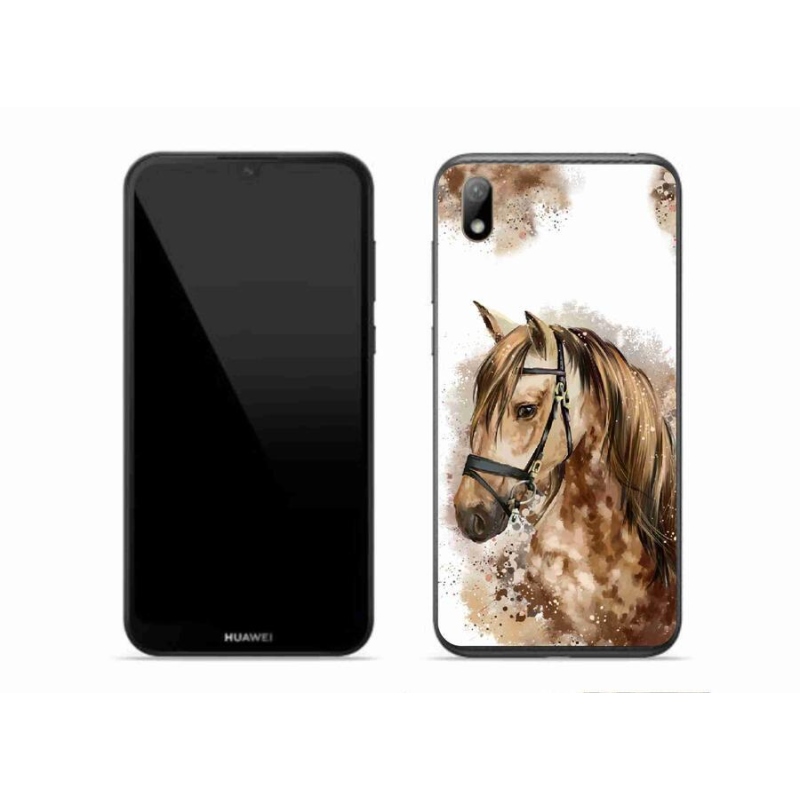 Gél borító mmCase a mobil Huawei Y5 (2019) - barna rajzfilm lóhoz