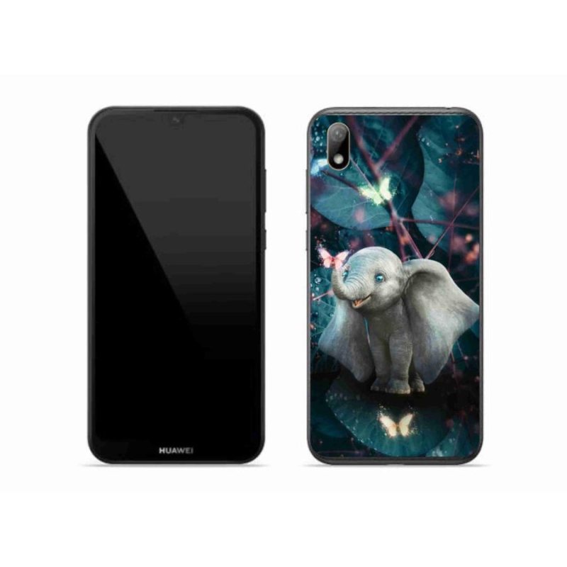 Gél borító mmCase a mobil Huawei Y5 (2019) - aranyos elefánthoz