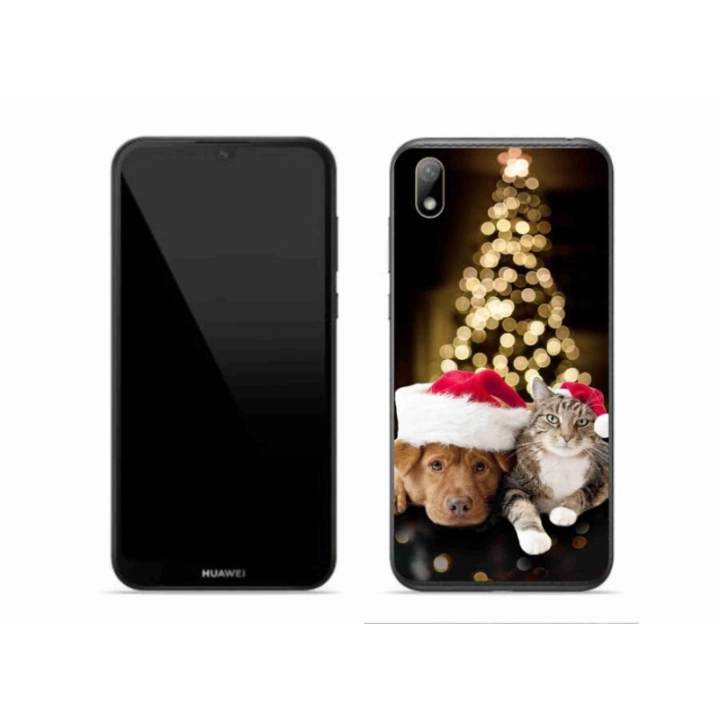Gél borítás mmCase a Huawei Y5 (2019) - Karácsonyi kutya és macska