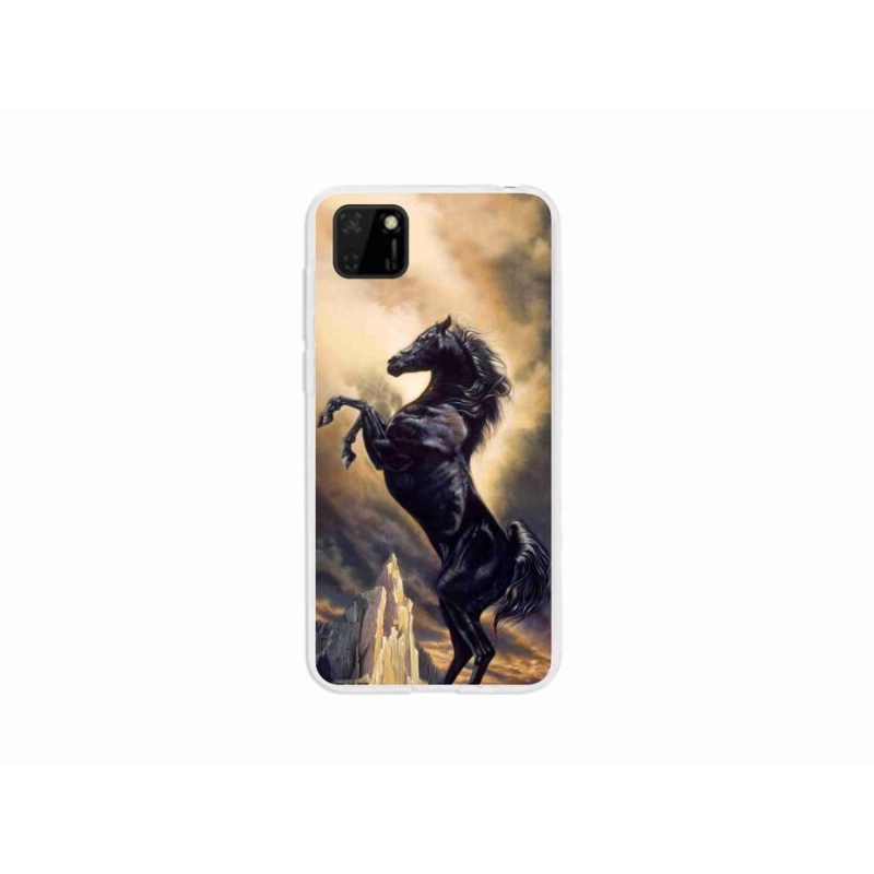 Gél borító mmCase a Huawei Y5p-hez - fekete rajzfilm ló