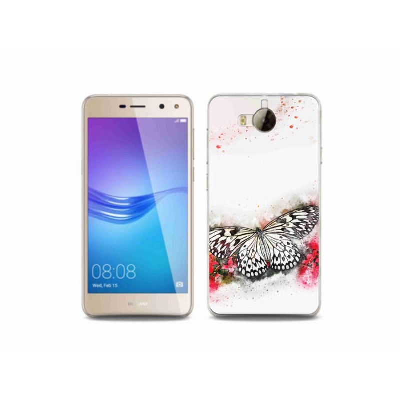 Gél borító mmCase a Huawei Y6 (2017) - fekete-fehér pillangóhoz