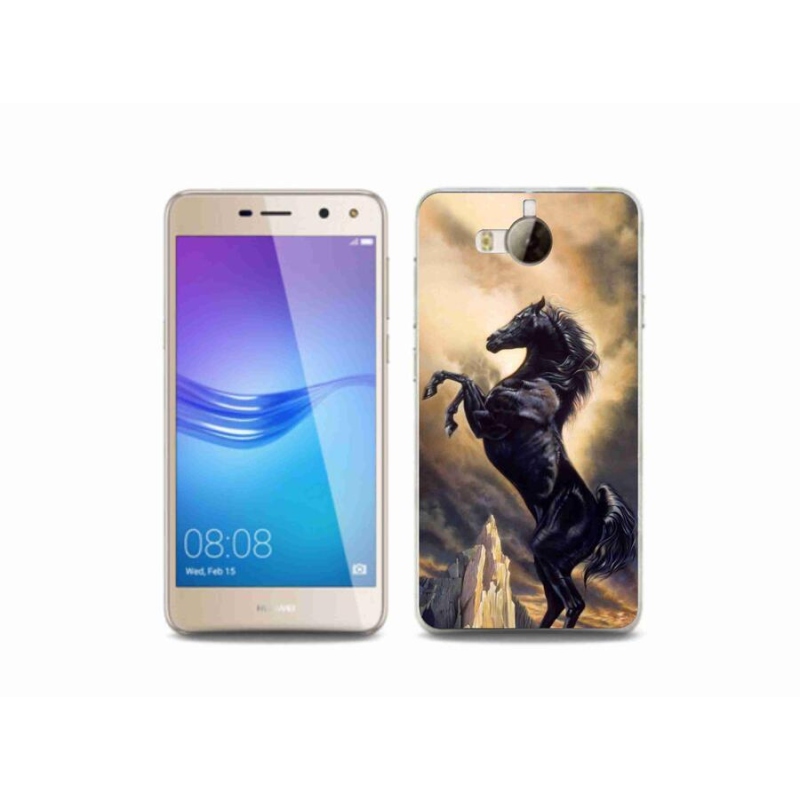 Gél borítás mmCase a Huawei Y6 (2017) - fekete rajzfilm lóhoz