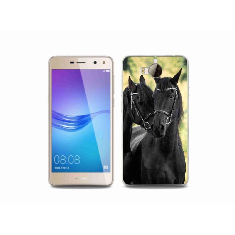 Gél borító mmCase a Huawei Y6 (2017) - két fekete lóhoz
