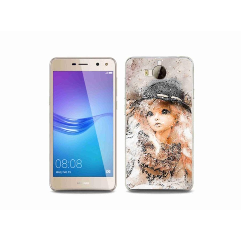 Gél borító mmCase a mobil Huawei Y6 (2017) - lány kalapban