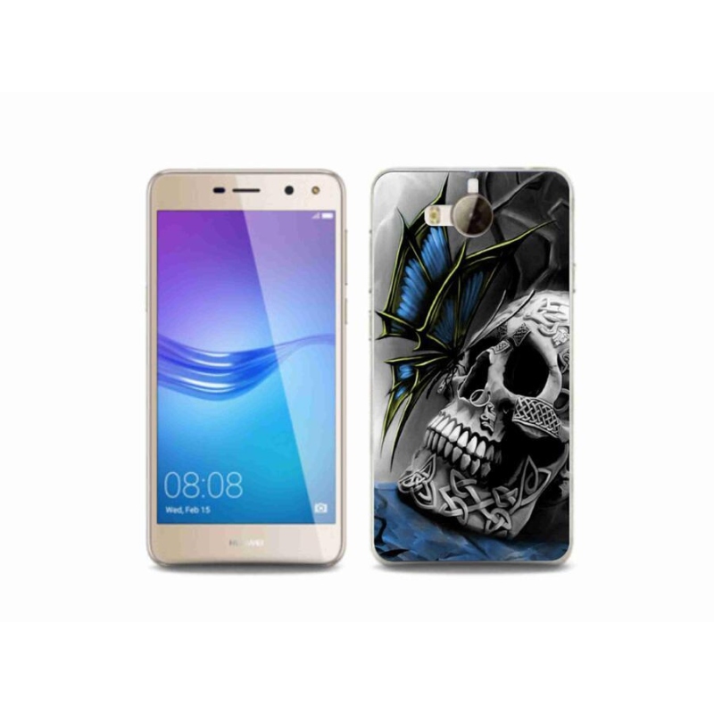 Gél borító mmCase a Huawei Y6 (2017) - pillangó és koponya számára