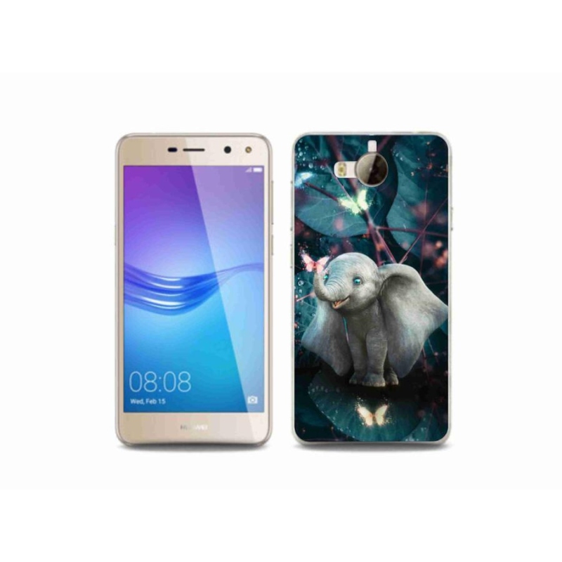 Gél borító mmCase a mobil Huawei Y6 (2017) - aranyos elefánthoz