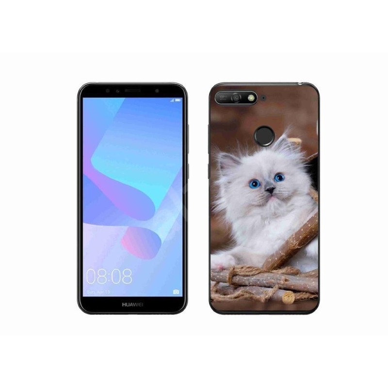 Gél borítás mmCase a Huawei Y6 Prime (2018) készülékhez - fehér cica