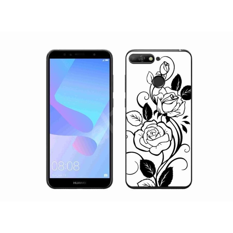 Zselés borítás mmCase a Huawei Y6 Prime (2018) - fekete és fehér rózsa