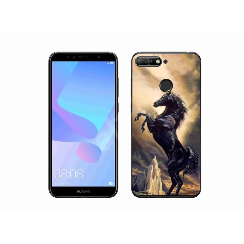 Gél borítás mmCase a Huawei Y6 Prime (2018) - fekete rajzfilm lóhoz