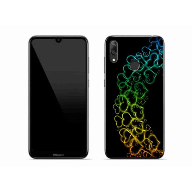 Gél borító mmCase mobil Huawei Y7 (2019) - színes szívek