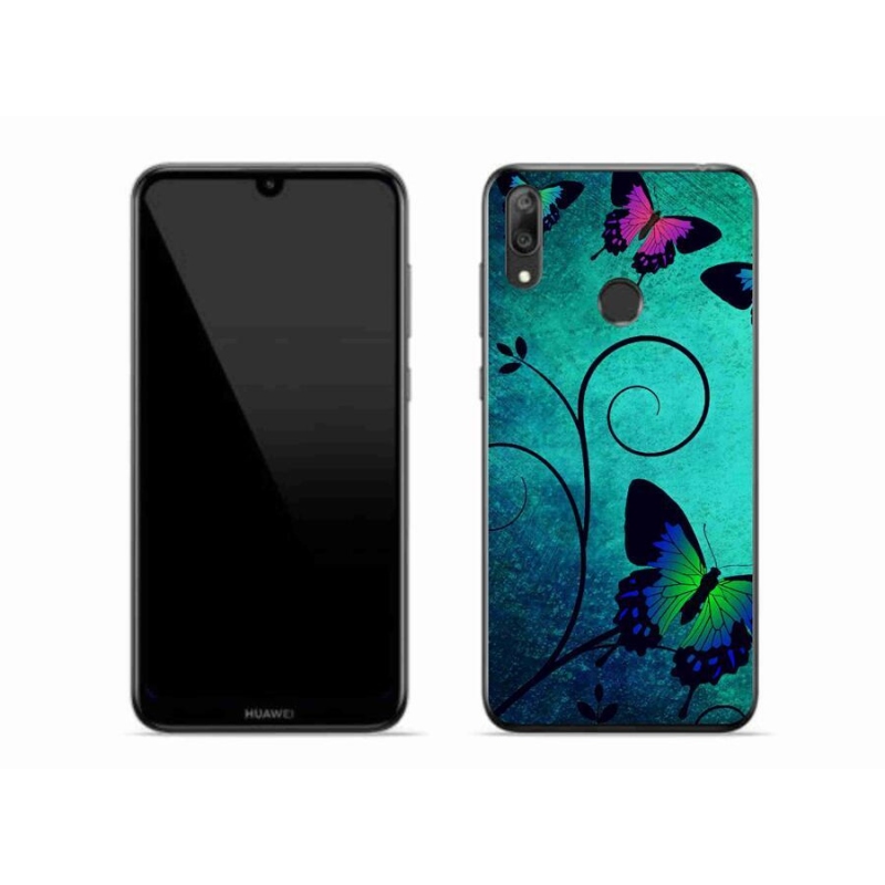 Gél borító mmCase a mobil Huawei Y7 (2019) - színes pillangókhoz