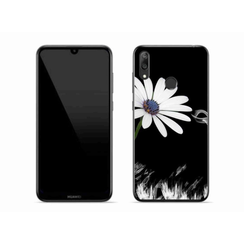 Gél borító mmCase a Huawei Y7 (2019) - fehér virághoz