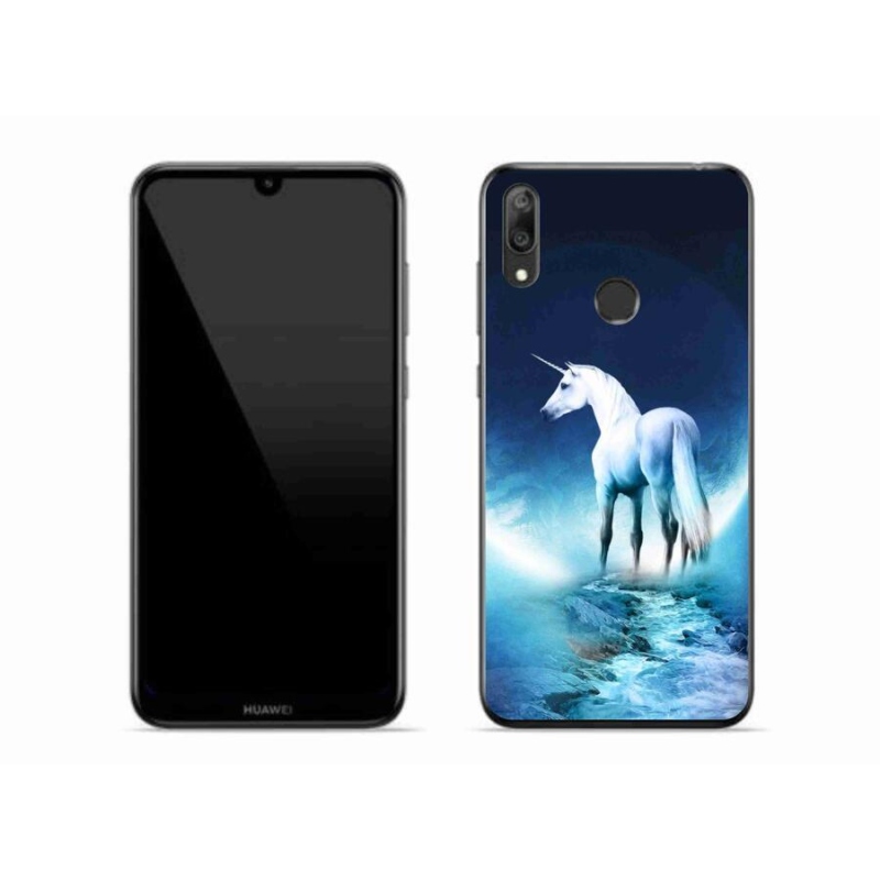 Gél borítás mmCase a Huawei Y7 (2019) - fehér egyszarvúhoz