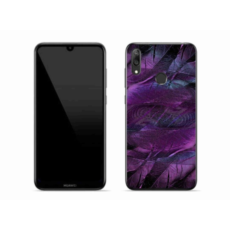 Gél borítás mmCase a Huawei Y7 (2019) - lila tollakhoz