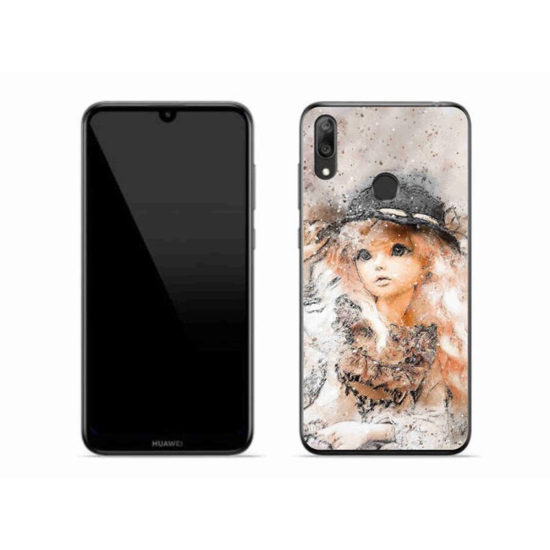 Gél borító mmCase a Huawei Y7 (2019) számára - kalapos lány
