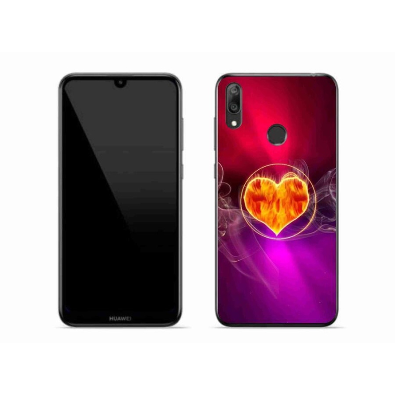 Gél borító mmCase a mobil Huawei Y7 (2019) - tűz szívhez