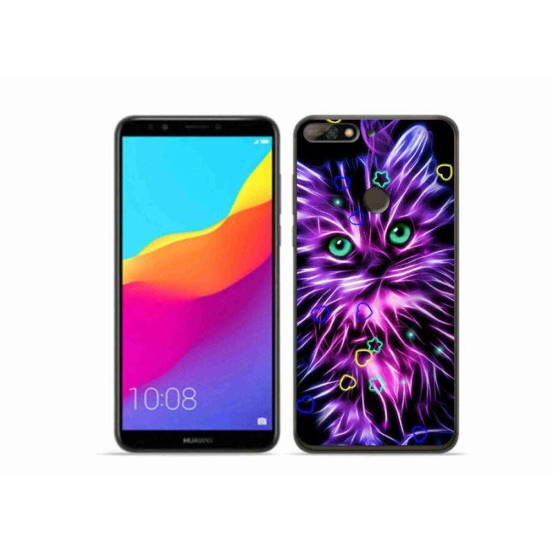 Gél borítás mmCase a Huawei Y7 Prime (2018) számára - absztrakt macska