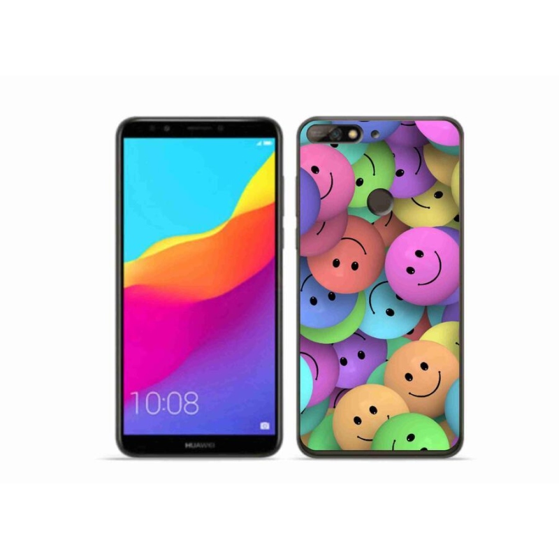 Gél borító mmCase mobiltelefonhoz Huawei Y7 Prime (2018) - színes smileyk