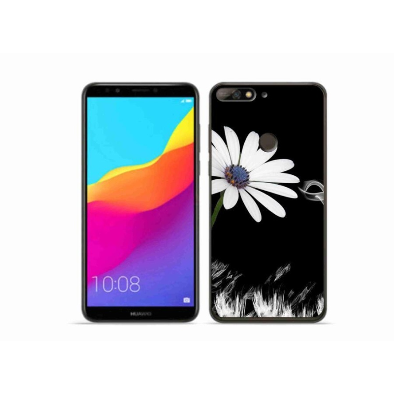 Gél borító mmCase a Huawei Y7 Prime (2018) - fehér virághoz