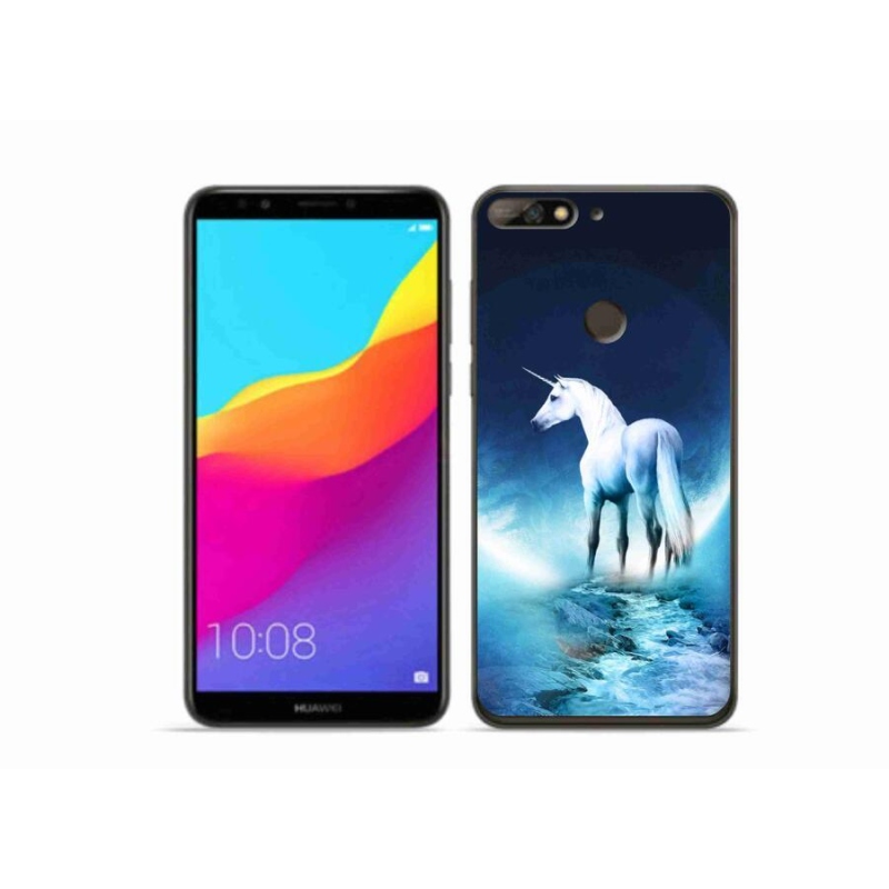 Zselés borítás mmCase a Huawei Y7 Prime (2018) készülékhez - fehér egyszarvú