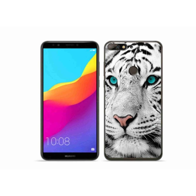 Zselés borítás mmCase a Huawei Y7 Prime (2018) számára - fehér tigris