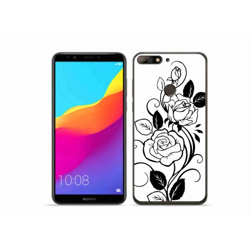 Zselés borítás mmCase a Huawei Y7 Prime (2018) - fekete és fehér rózsa