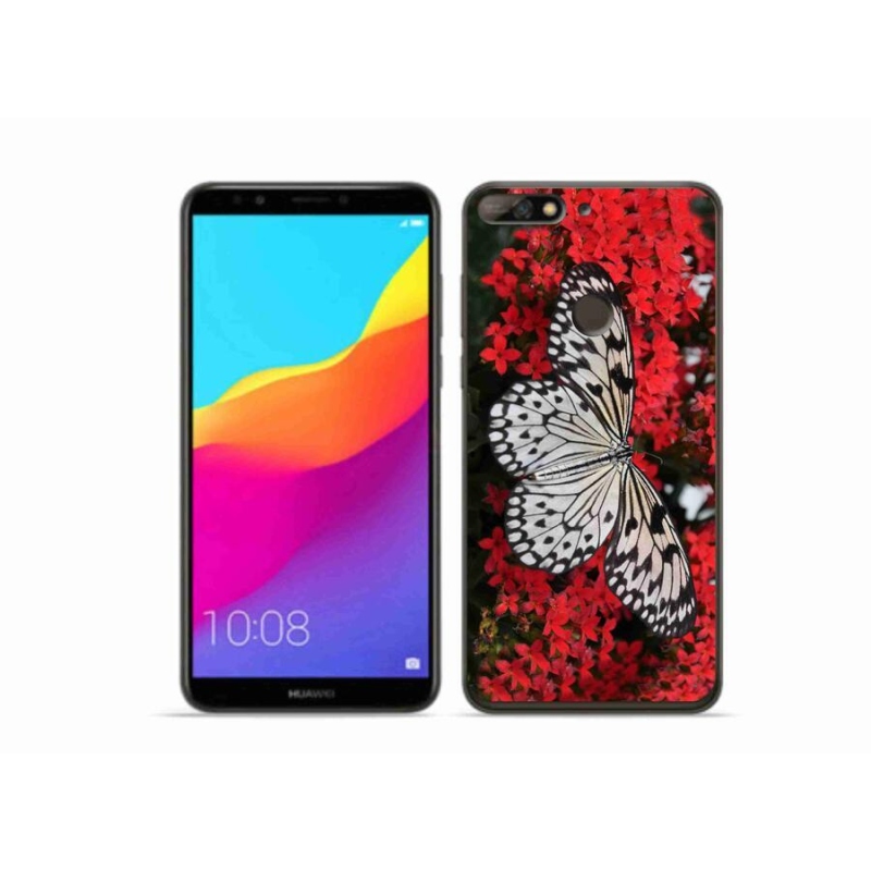 Zselés borítás mmCase a Huawei Y7 Prime (2018) - fekete-fehér pillangó 1