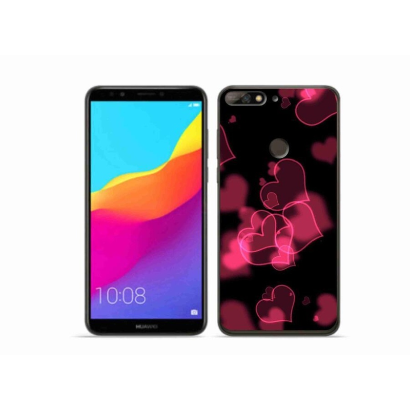 Gél borítás mmCase a Huawei Y7 Prime (2018) készülékhez - piros szívek