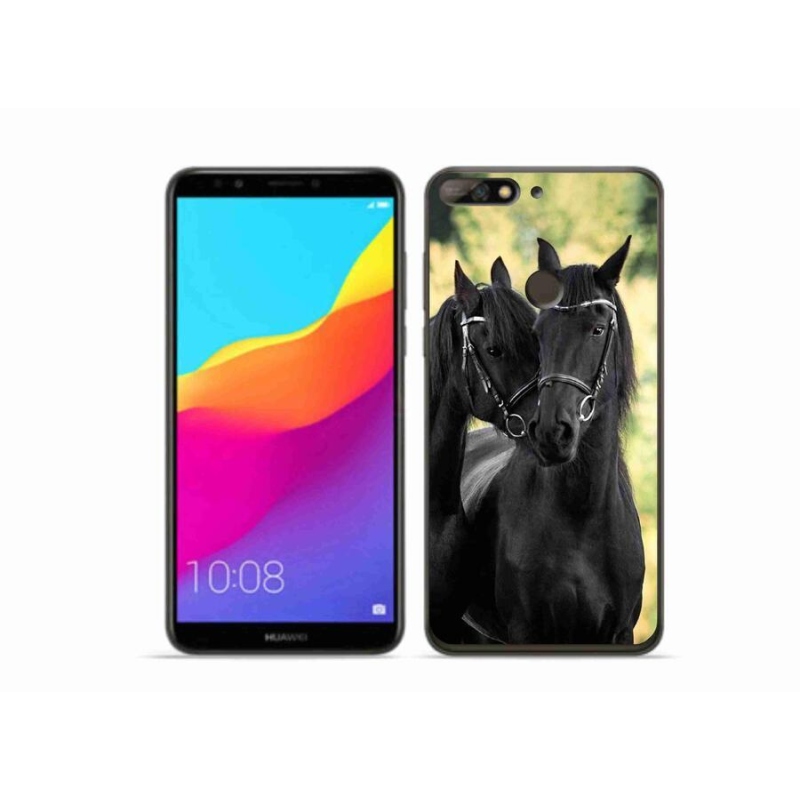 Gél borítás mmCase a Huawei Y7 Prime (2018) - két fekete lóhoz