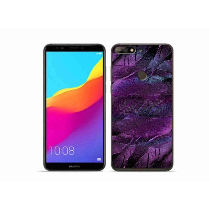 Gél védőhuzat mmCase a Huawei Y7 Prime (2018) - lila tollakhoz