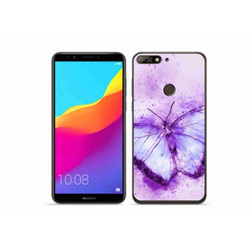 Gél borítás mmCase a Huawei Y7 Prime (2018) - lila pillangóhoz
