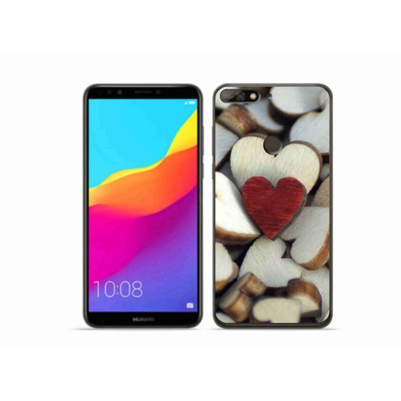 Gél borítás mmCase a Huawei Y7 Prime (2018) - gravírozott piros szívhez