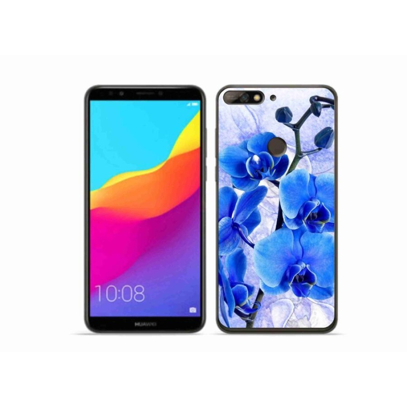 Gél borítás mmCase a Huawei Y7 Prime (2018) - kék virágokhoz